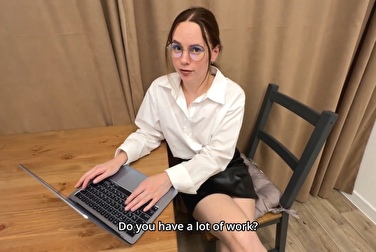You're waiting for your secretary to give you a report and someone's fucking her