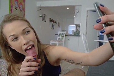 Took selfies while sucking her brother's big dick