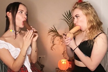 Who else would teach a friend how to give a throat blowjob but an experienced slut?